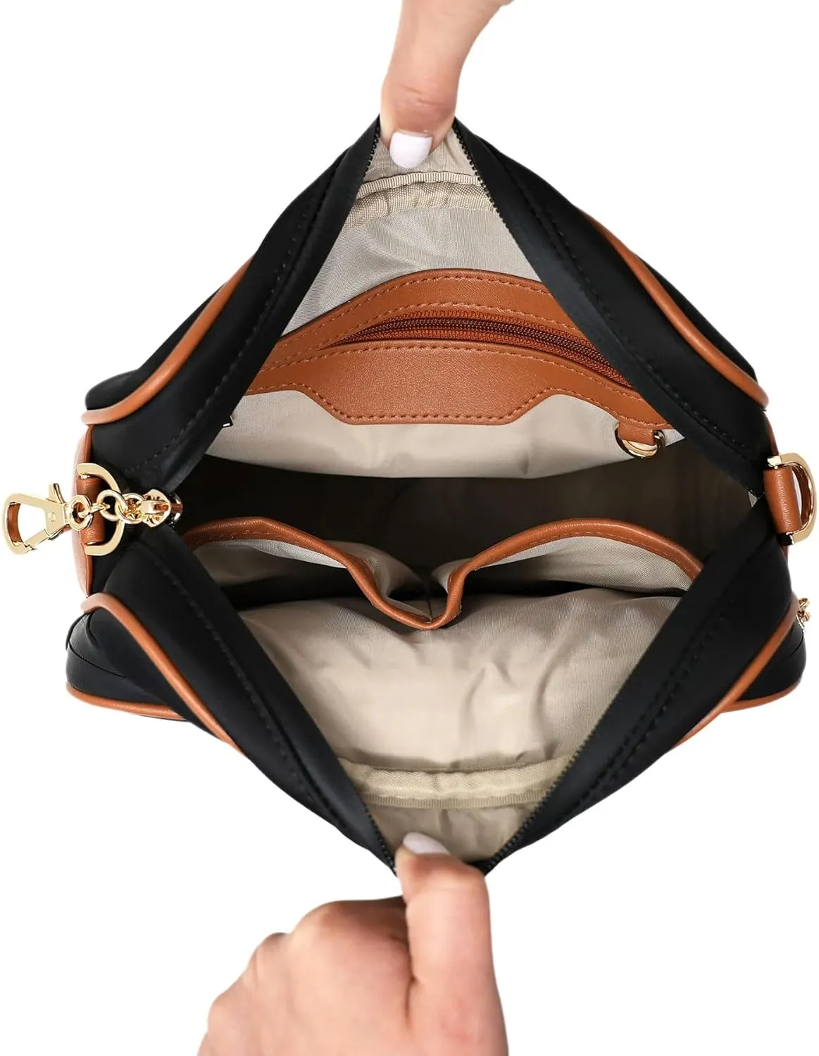 Womens Anti-Theft Water-Proof Travel Crossbody Bag with Slash-Resistant Faux Leather & Locking Clasps Strap