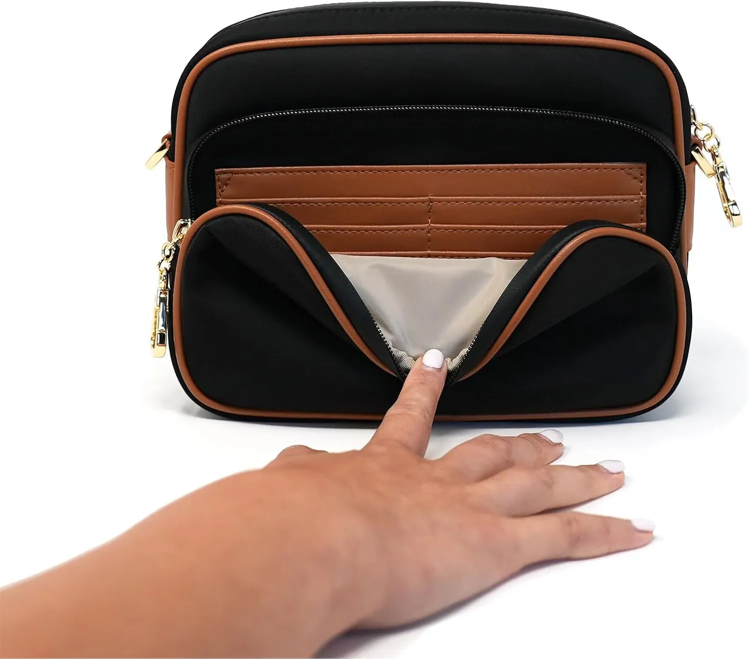 Womens Anti-Theft Water-Proof Travel Crossbody Bag with Slash-Resistant Faux Leather & Locking Clasps Strap