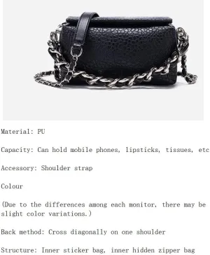 Women's Box-Shaped Bags Lychee Pattern Single-Shoulder Bag Chain Crossbody bag Synthetic Leather Purses