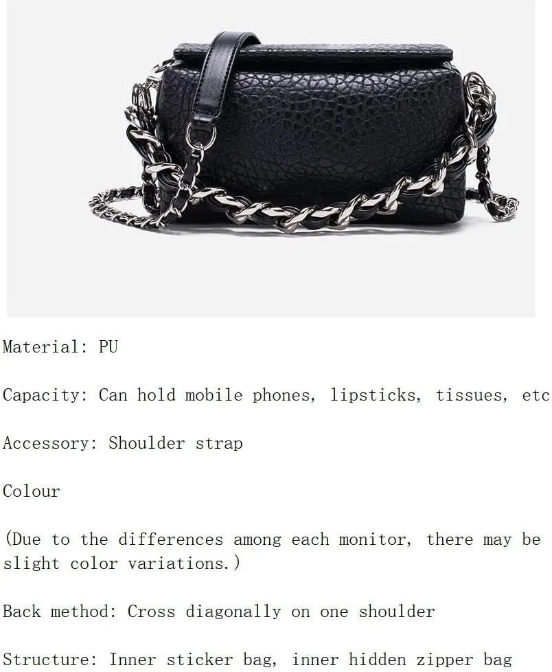 Women's Box-Shaped Bags Lychee Pattern Single-Shoulder Bag Chain Crossbody bag Synthetic Leather Purses