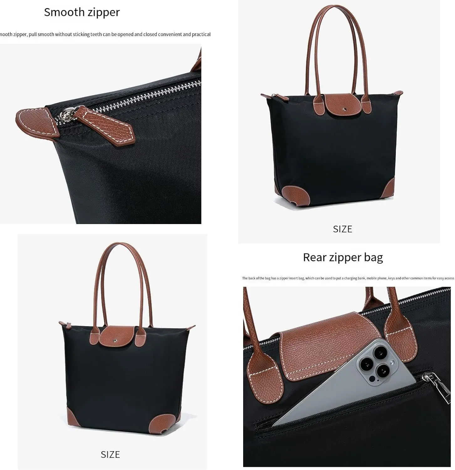 Women's Commuter Handbags Large Capacity Spliced Shoulder Bags Tote Bag Zipper Purses
