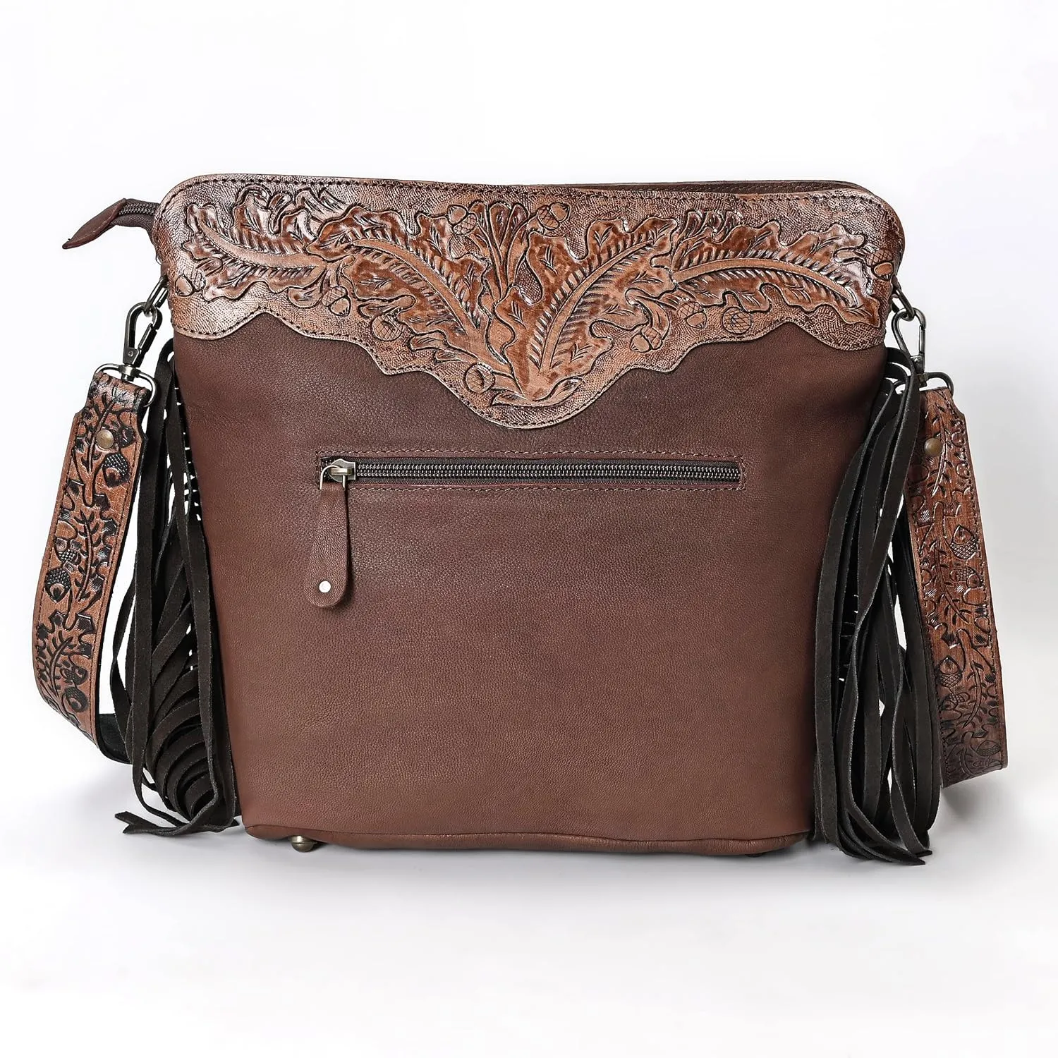 Women’s Cowhide Hairon Leather Crossbody Shoulder Bag with Strap Messenger Style Western Fringe Leather Sling Bag