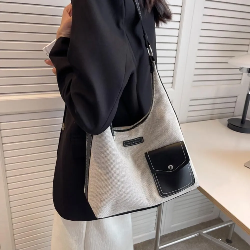 Women's Crossbody Bag Contrast Color Plaid Striped Saddle Shoulder Handbag Underarm Satchel Tote Clutch Purse Hobo Bag