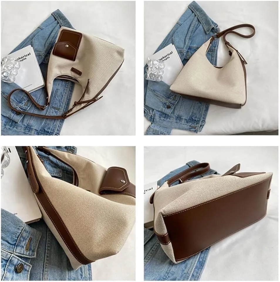 Women's Crossbody Bag Contrast Color Plaid Striped Saddle Shoulder Handbag Underarm Satchel Tote Clutch Purse Hobo Bag