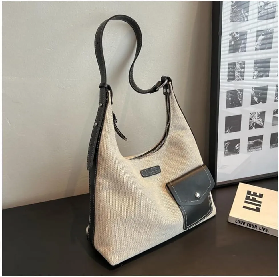 Women's Crossbody Bag Contrast Color Plaid Striped Saddle Shoulder Handbag Underarm Satchel Tote Clutch Purse Hobo Bag