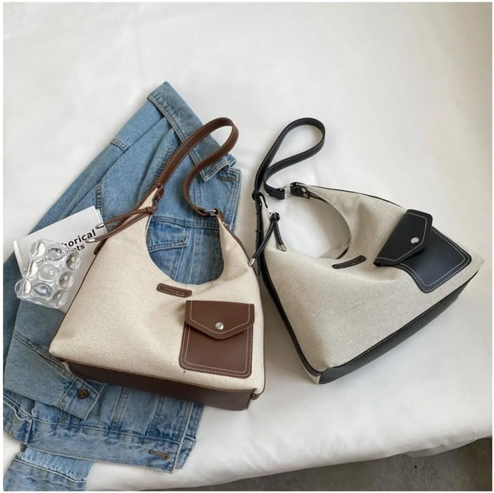 Women's Crossbody Bag Contrast Color Plaid Striped Saddle Shoulder Handbag Underarm Satchel Tote Clutch Purse Hobo Bag
