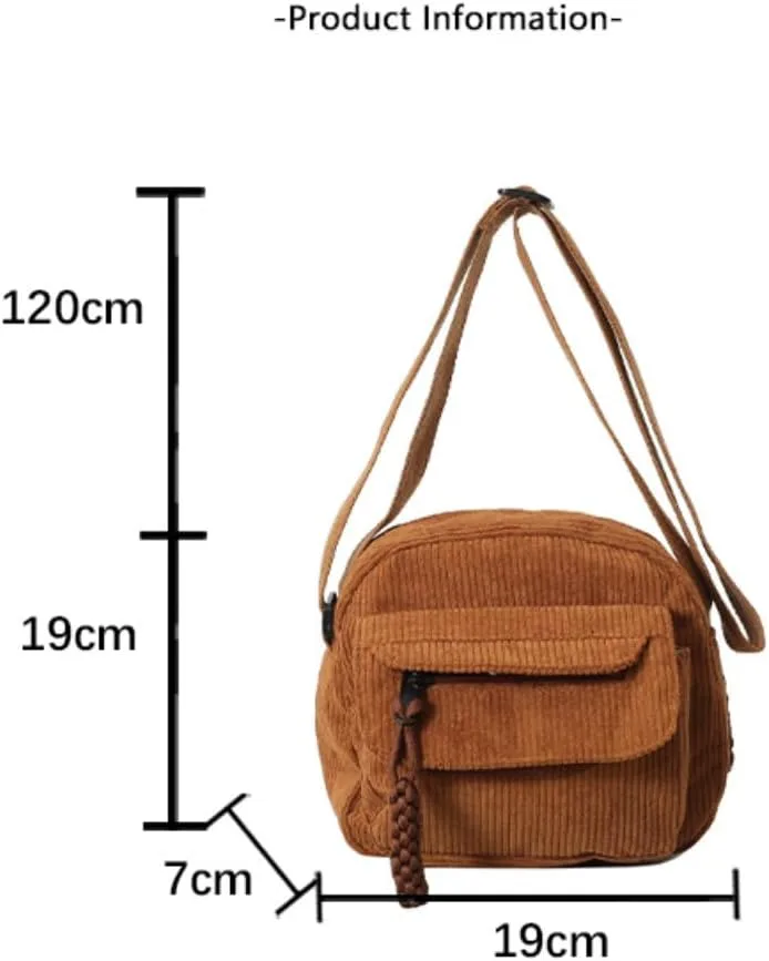 Women's Crossbody Bag Cute Corduroy Shoulder Bag Fashion Aesthetic Small Wallet Bag Adjustable Strap