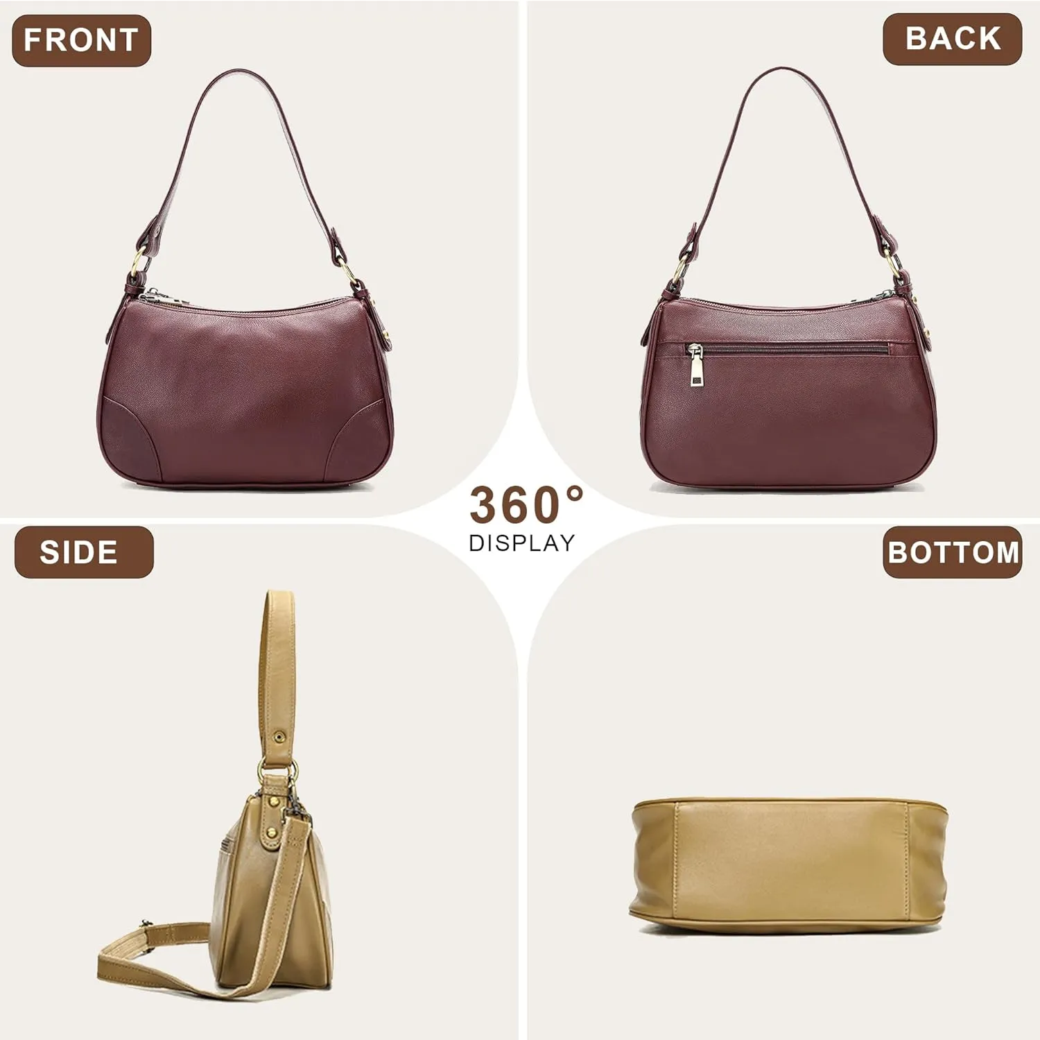 Women's Crossbody Bag Multifunctional Shoulder Bag Fashion Dumpling Bag With 2 Shoulder Straps