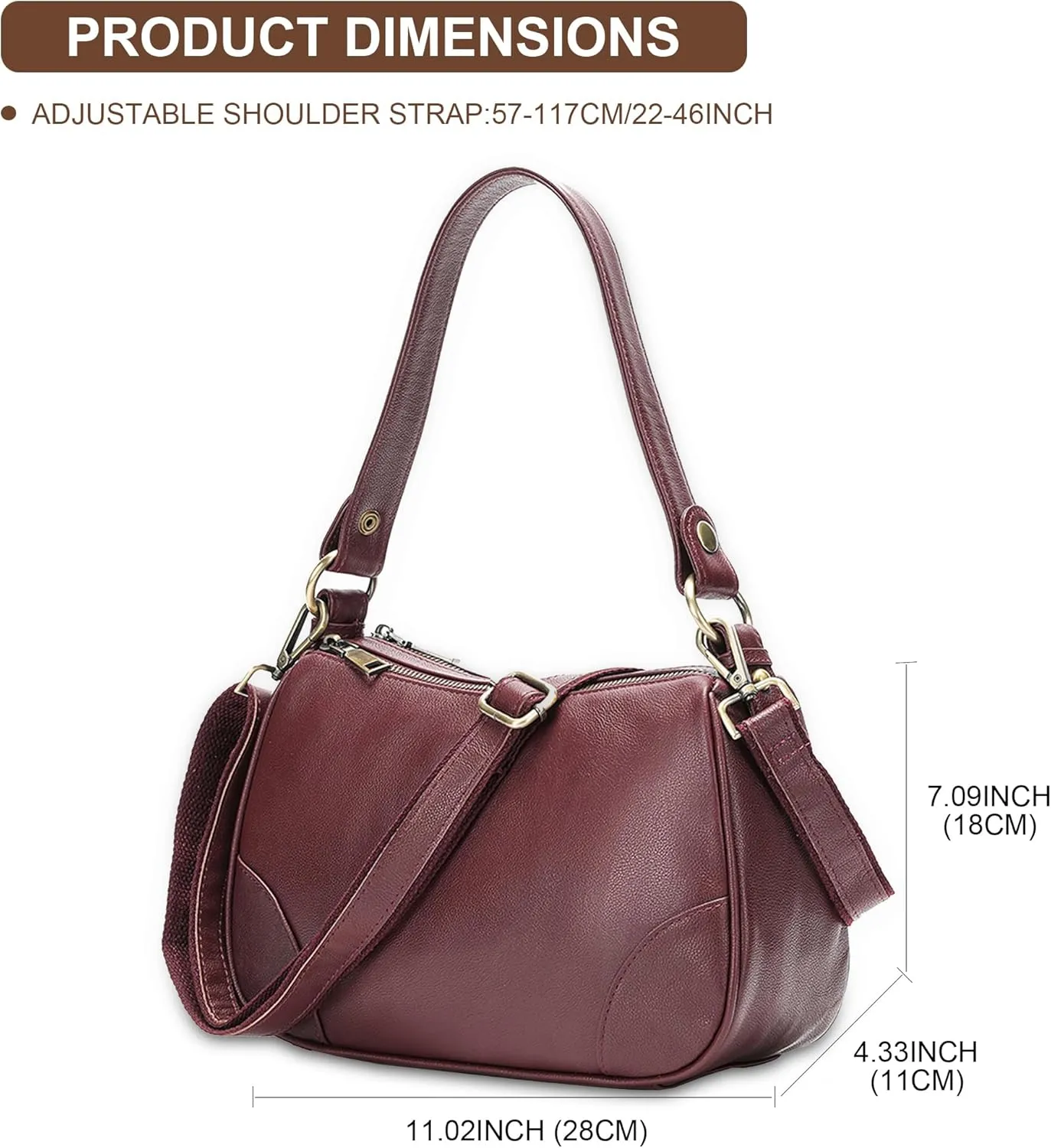 Women's Crossbody Bag Multifunctional Shoulder Bag Fashion Dumpling Bag With 2 Shoulder Straps