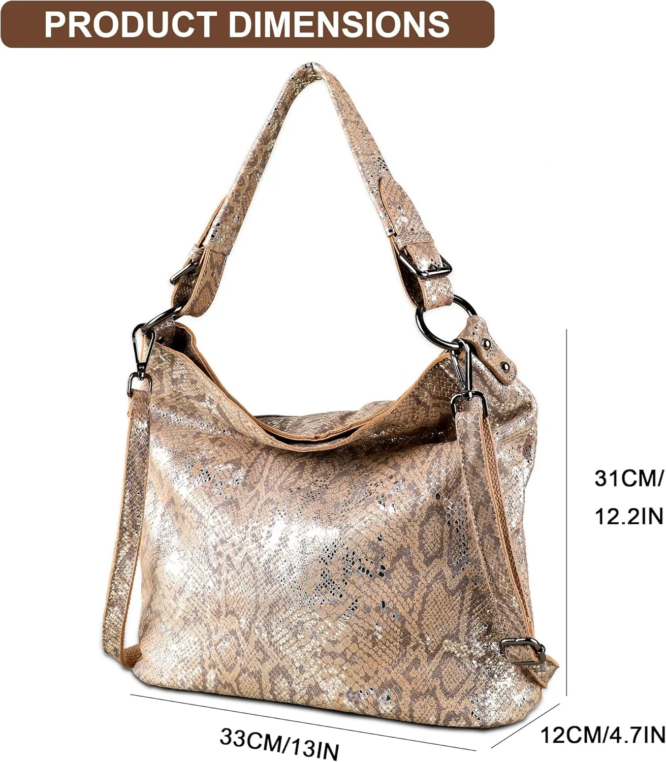 Women's Crossbody Bag with Adjustable Shoulder Strap in Snake Print Suitable for Casual and Formal Occasions