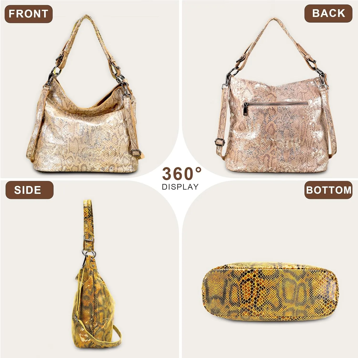 Women's Crossbody Bag with Adjustable Shoulder Strap in Snake Print Suitable for Casual and Formal Occasions