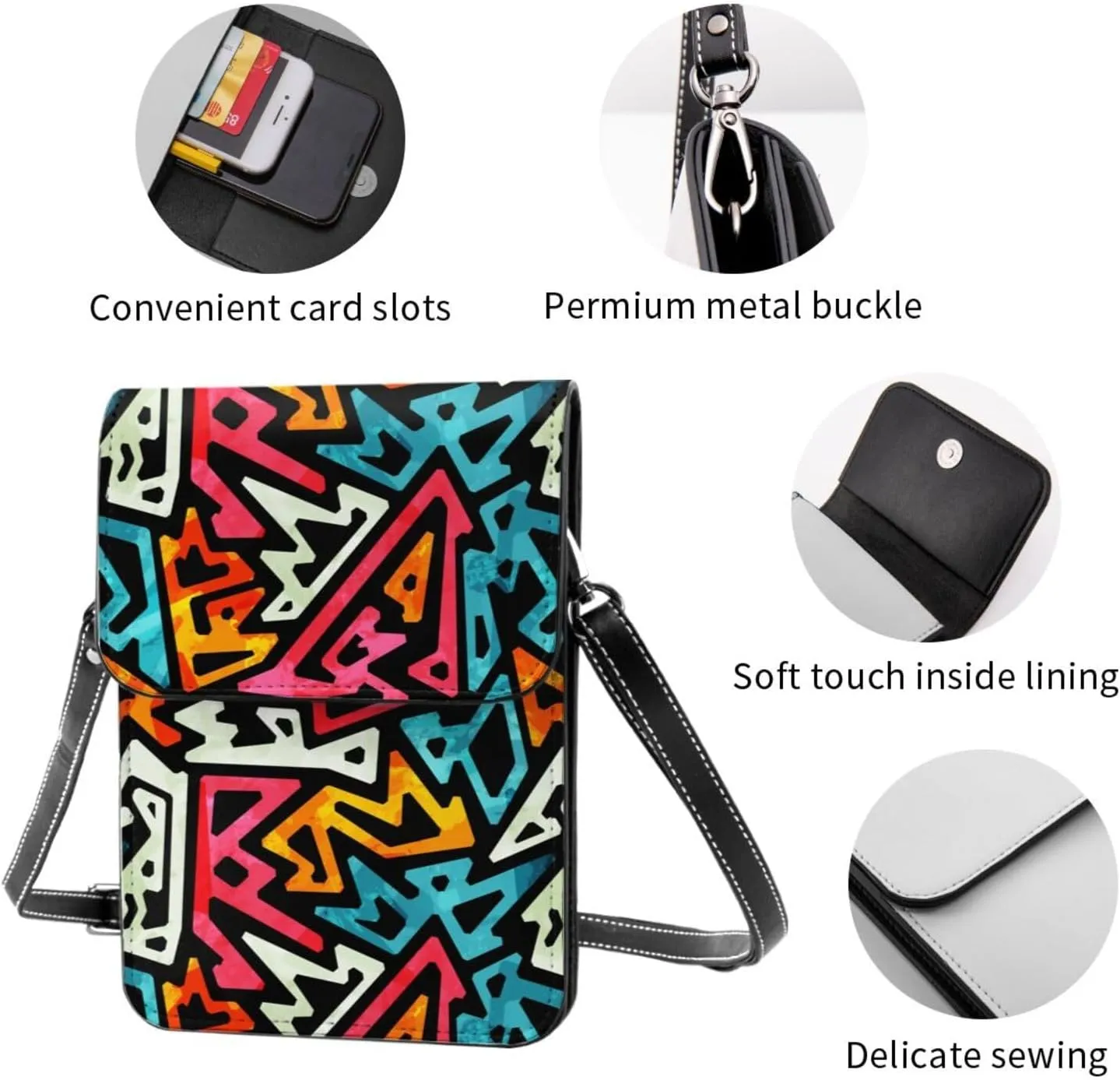 Womens Crossbody Bags Forest Animal Pattern Phone Bag Wallet Purses Adjustable Strap