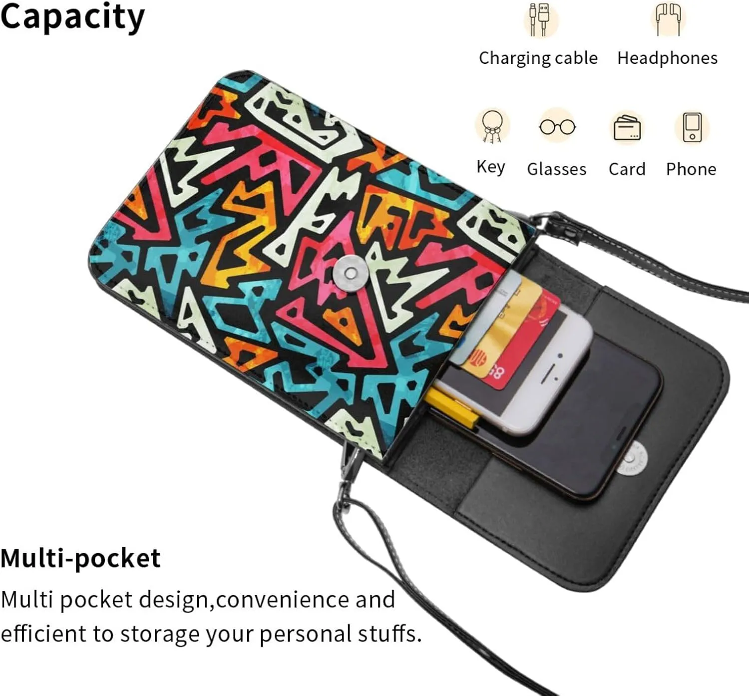 Womens Crossbody Bags Forest Animal Pattern Phone Bag Wallet Purses Adjustable Strap