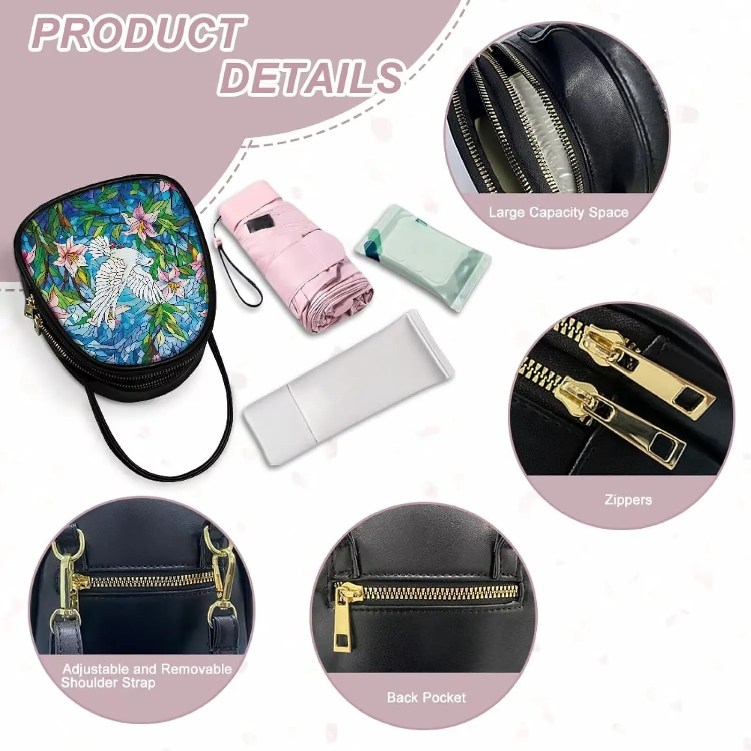 Women's Crossbody Handbags Owls Small Travel Purses Phone Bag, Butterfly Cross Body Bag Zipper Top Handle Purse