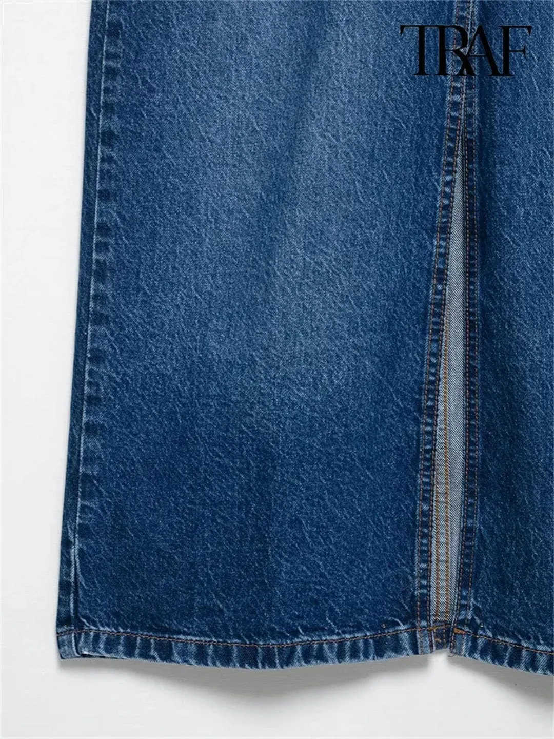 Women's Denim Effect Slim Sleeveless Single-Breasted Design Lapel Split Office Party Dress