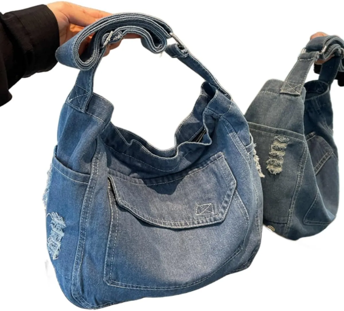 Womens Denim Shoulder Purses and Handbags, Casual Messenger Bag Tote Crossbody Purse Daily Hobo Bag