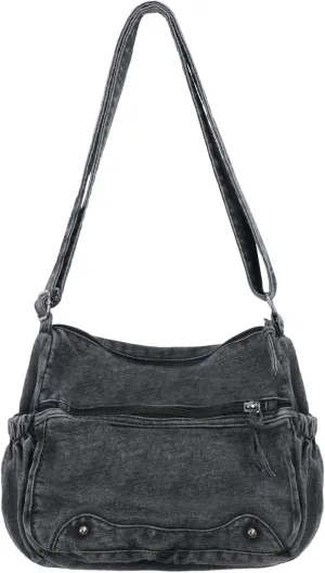 Women's Denim Tote Bag Casual Hobo Purse Vintage Shoulder Bag Adjustable Crossbody Purse Lightweight Spacious Tote
