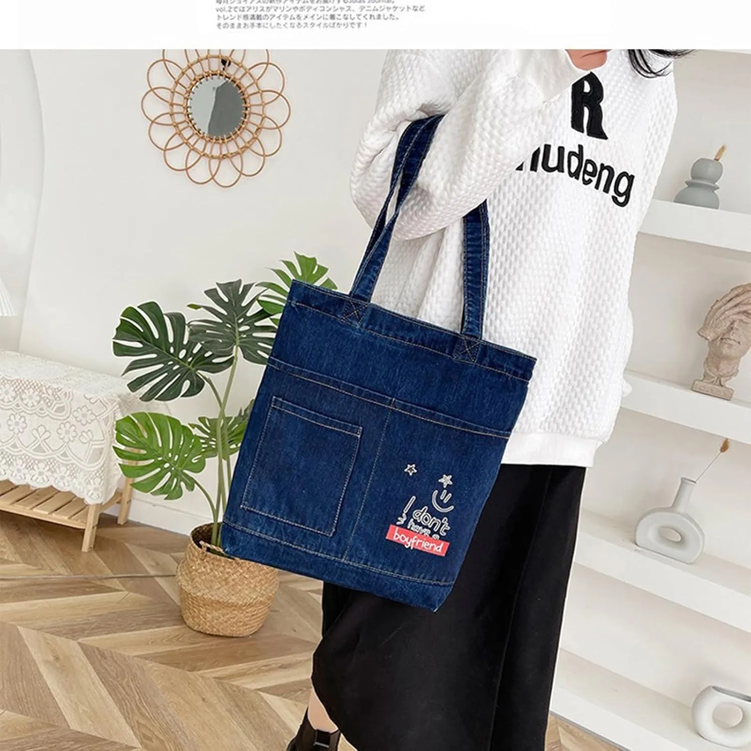 Women's denim wallet, casual handbag, crossbody shoulder bag, girl tote canvas bag