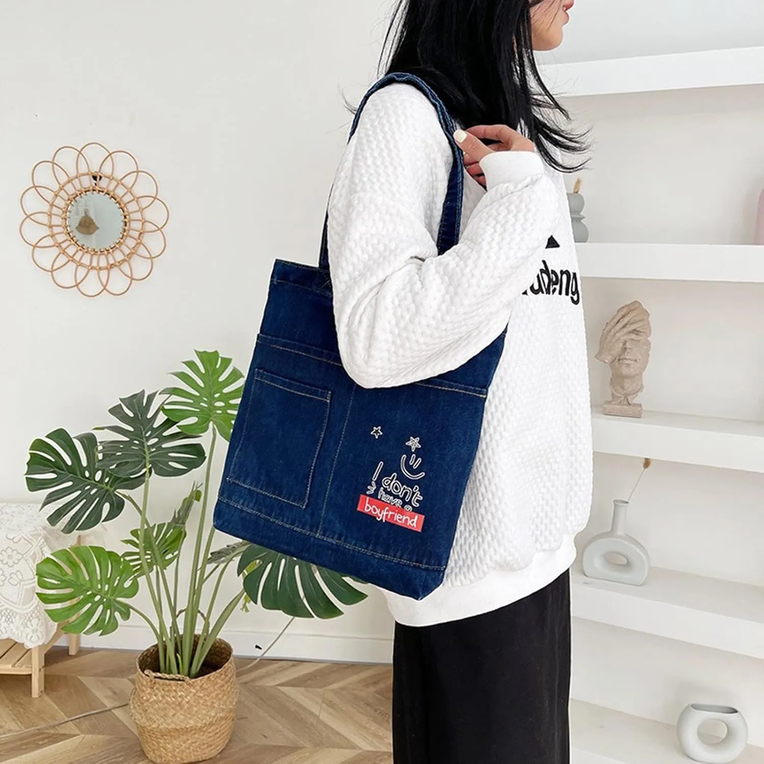 Women's denim wallet, casual handbag, crossbody shoulder bag, girl tote canvas bag
