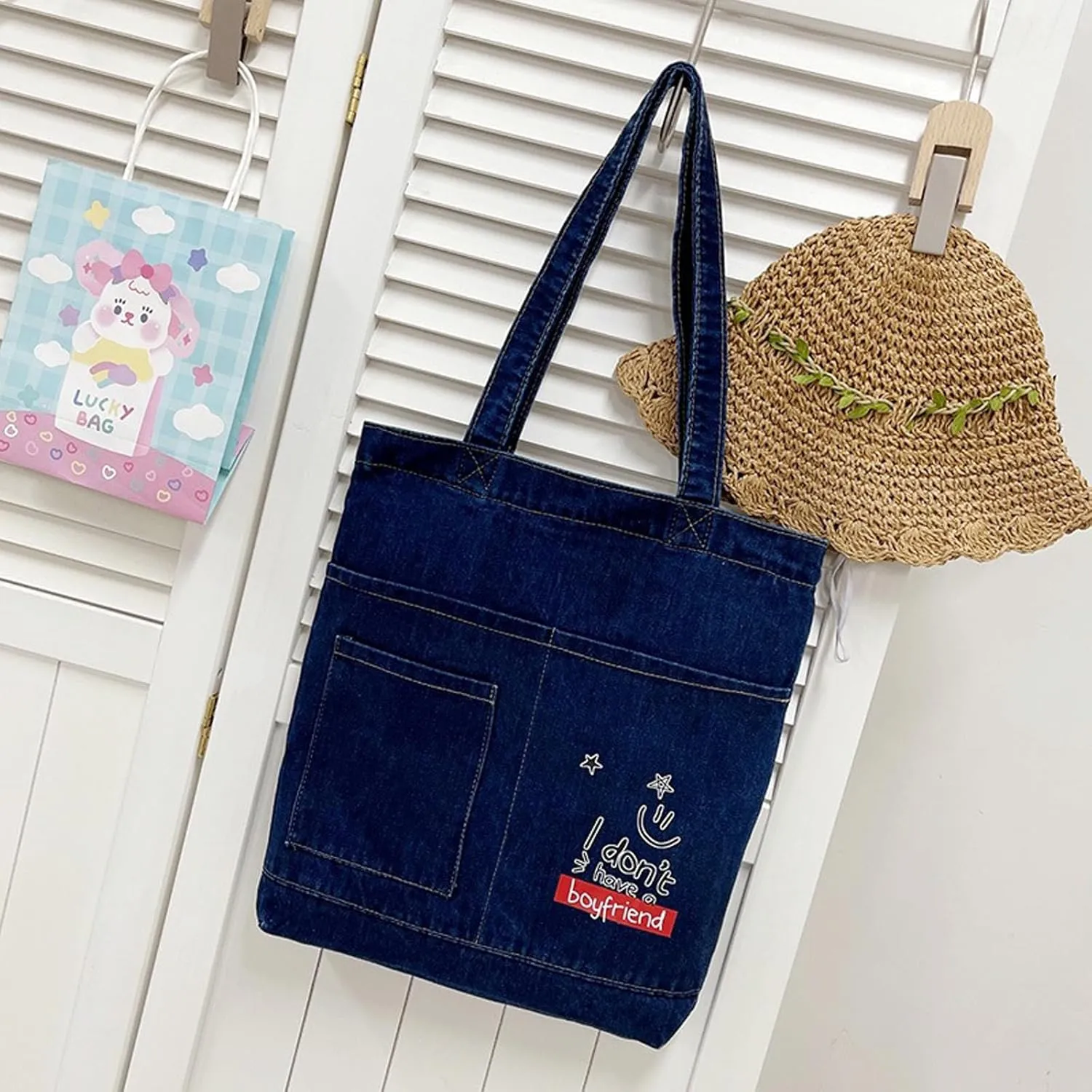 Women's denim wallet, casual handbag, crossbody shoulder bag, girl tote canvas bag