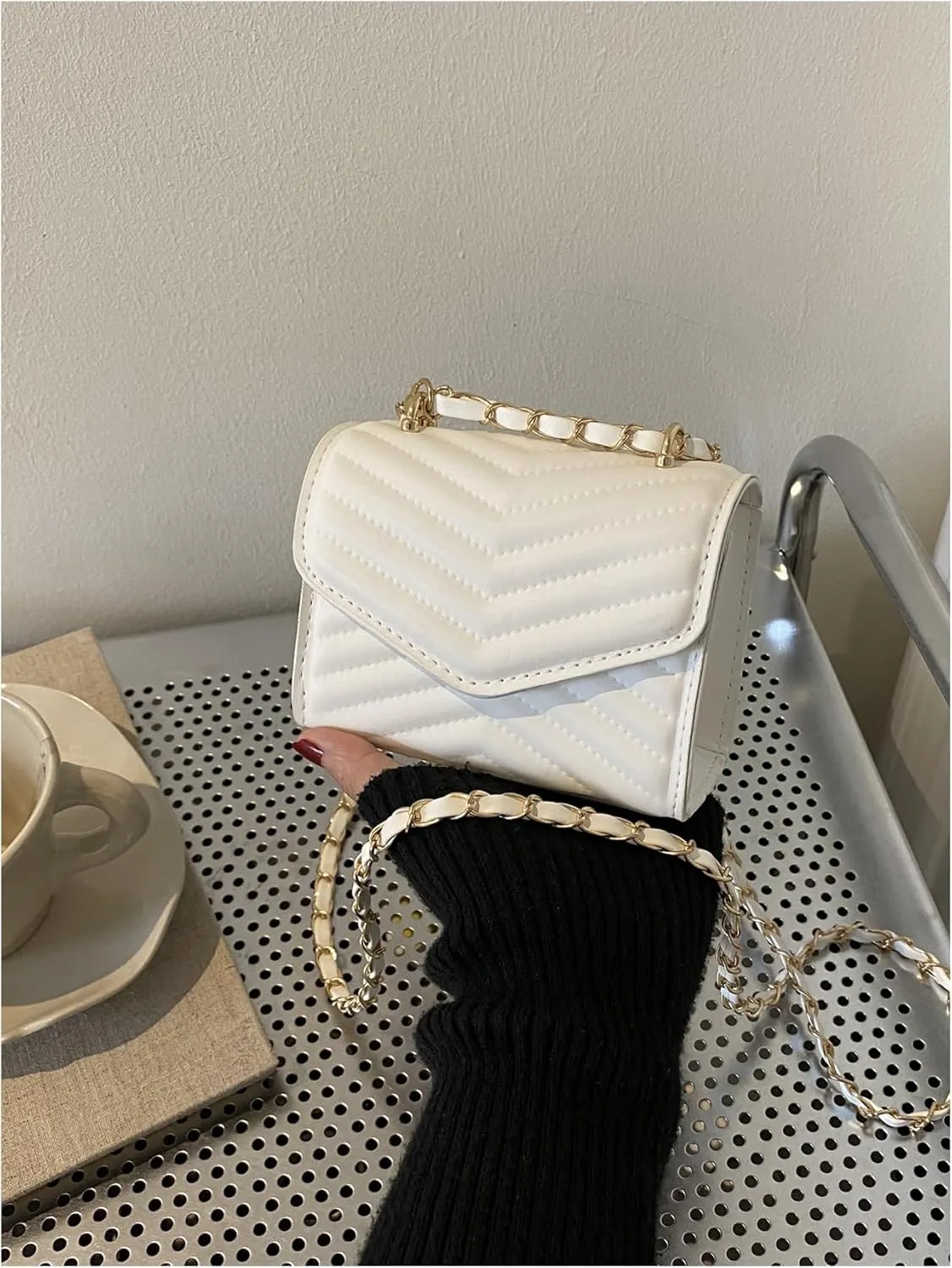 Women's Falp Square Bag Pu Leather Mini Shoulder Bags Elegant Crossbody Bags