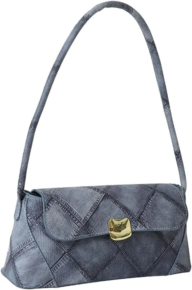 Womens Fashion Handbags PU Leather Shoulder Bag Y2k Underarm Purse Medium Totes Diamond Top Handle Satchel