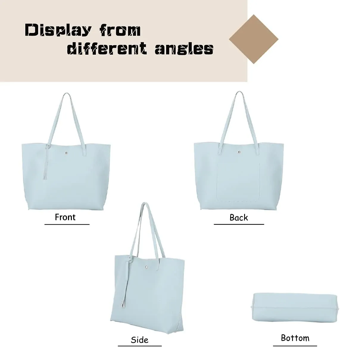 Women's Faux PU Leather Tote Shoulder Purses Bag for women, Big Capacity Tassel Handbag