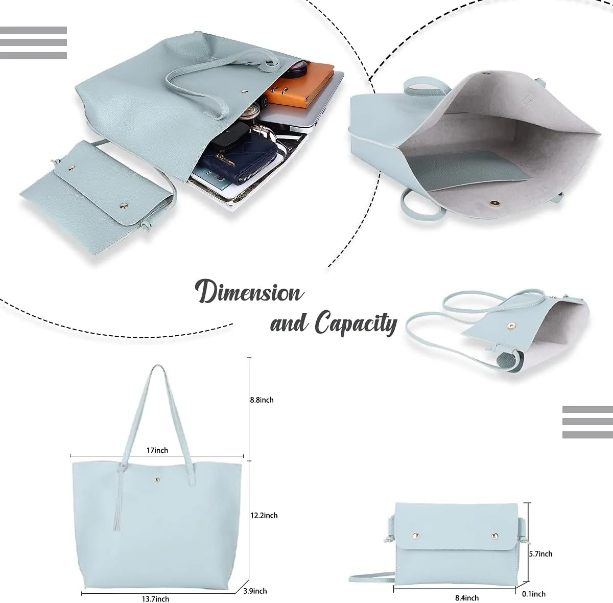 Women's Faux PU Leather Tote Shoulder Purses Bag for women, Big Capacity Tassel Handbag