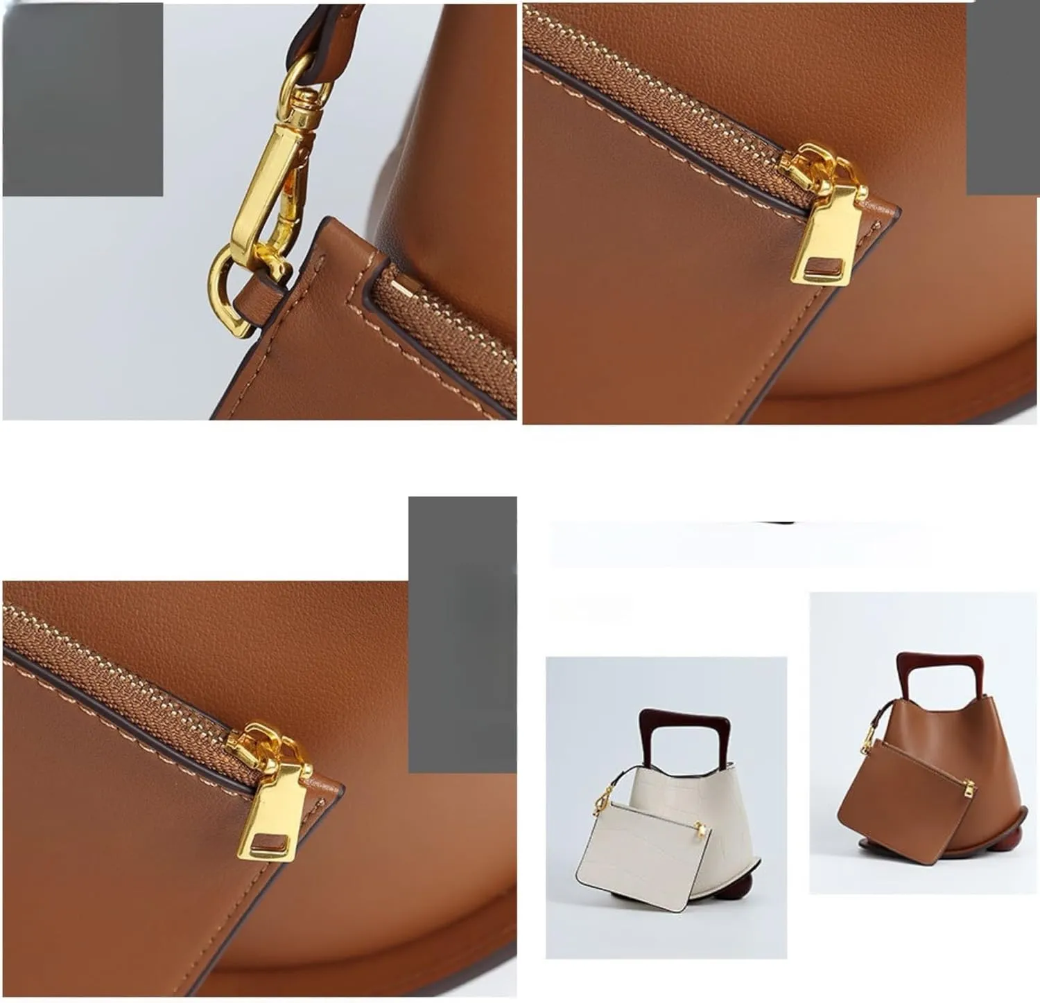 Women's Genuine Leather Personalized Bucket Handbag Bag, Homeless Retro Single-shoulder Crossbody Bag, Classic Chinese Style