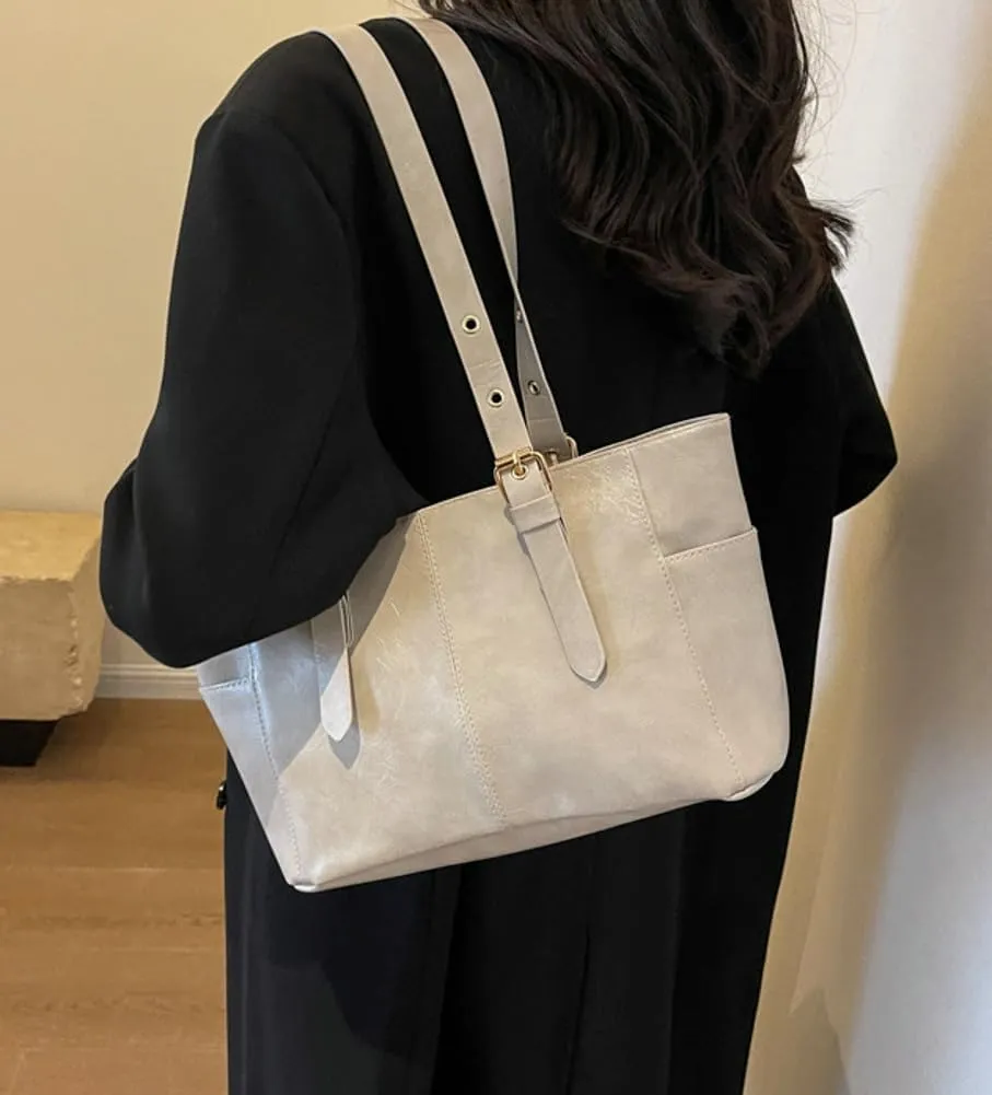 Women's Glossy PU Leather Shoulder Bag Trendy Large Tote Handbag Retro Top Handle Purse