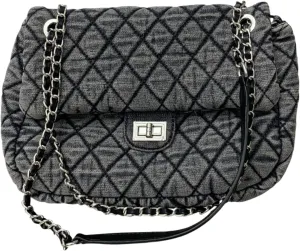 Women's Grey Casual Diamond Checker Denim Retro Fashion One Shoulder Handbag Crossbody Wallets