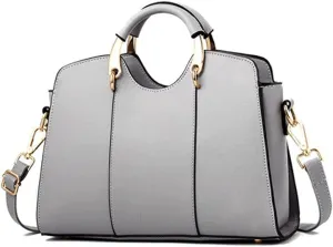 Women's Handbags Female Bag Women Leather Handbag Vintage Messenger Bag Letter Bags for Women Bag Handbag Ladies Hand Bags(Grey)