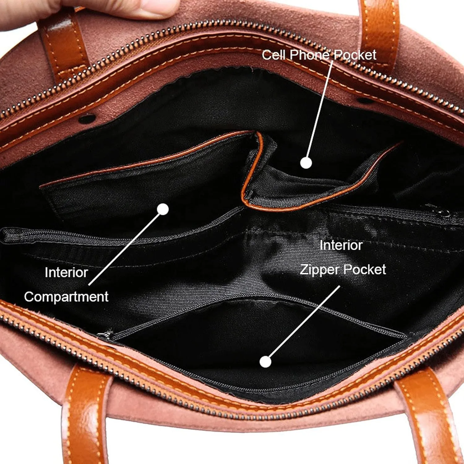 Women's Handbags Leather Shoulder Bag Ladies Genuine Leather Bags for Women Designer Handbag Female Fashion Hand Bags(Coffee)