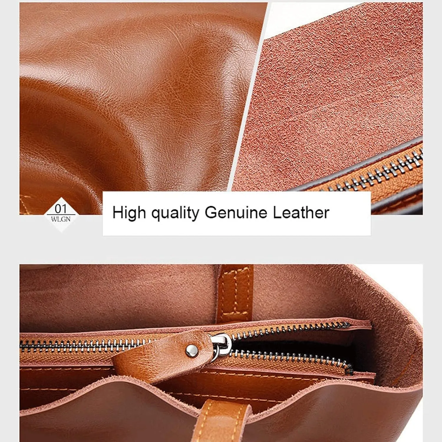 Women's Handbags Leather Shoulder Bag Ladies Genuine Leather Bags for Women Designer Handbag Female Fashion Hand Bags(Coffee)