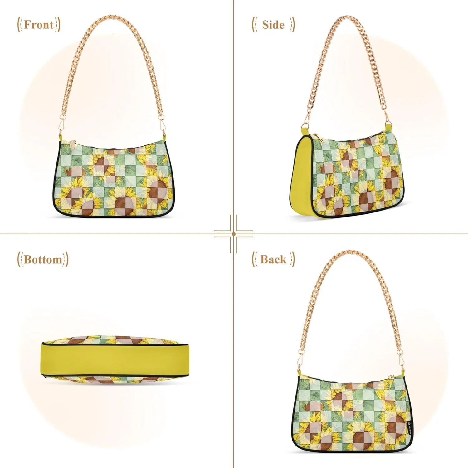 Women's Handbags Tote Crossbody Bag Stylish Purse Ladies Shoulder Bag Handbag Monochrome Checkerboard Crescent Bag