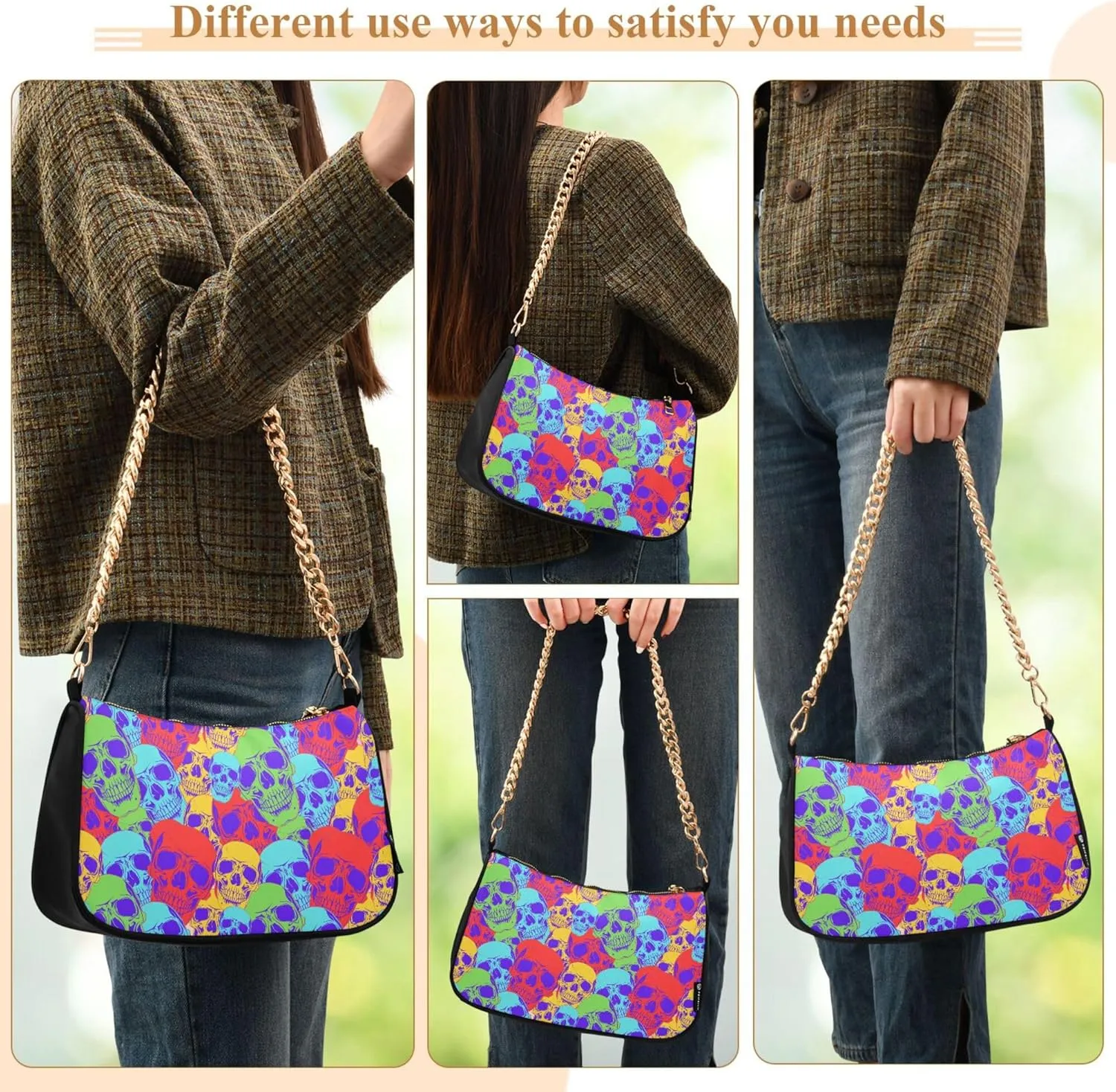 Women's Handbags Tote Crossbody Bag Stylish Purse Ladies Shoulder Bag Handbag Neon Watermelon Black Crescent Bag