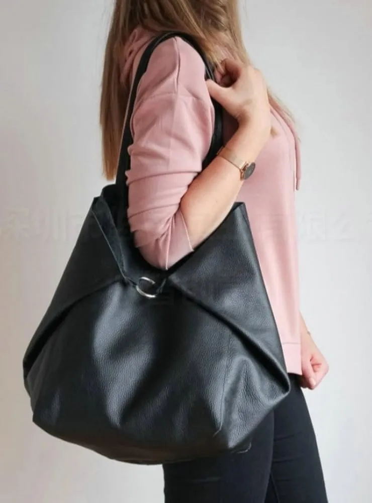Women's Hobo Bag PU Leather Shoulder Bag Glossy Handbag Underarm Purse Top Handle Satchels Large Totes