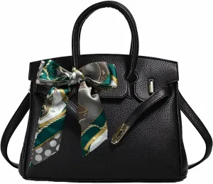 Women's Large Capacity Handbags Simple Shoulder Bags and Crossbody Bag PU Underarm Purses (Black)