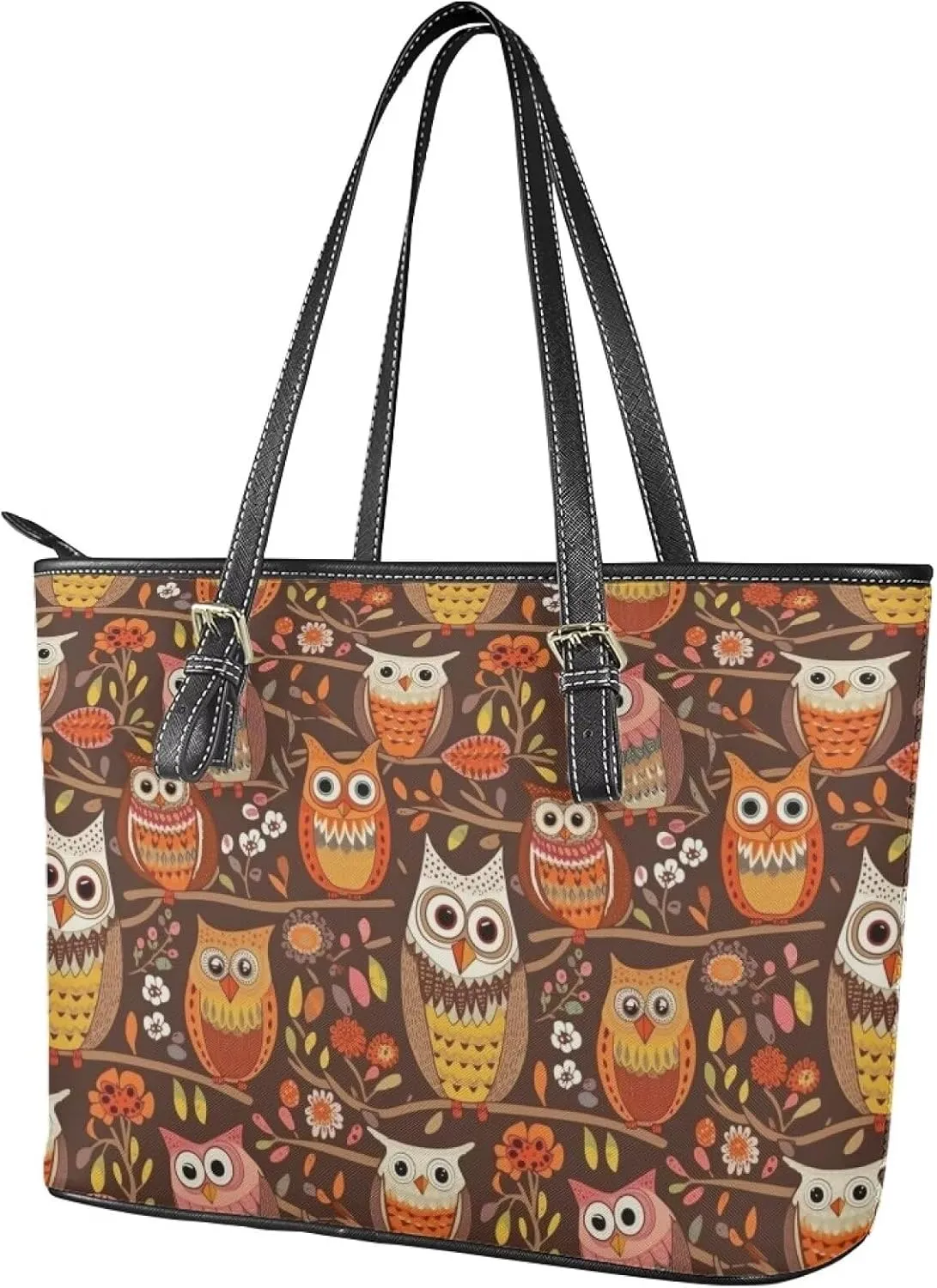 Womens Leather Tote Office Shoulder Bags, Cow Spots PU Leather Tote Bags Boho Shopping Carry Messenger Handbag