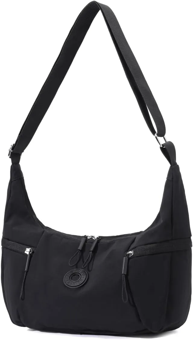 Women’s Lightweight Crossbody Bag Waterproof Sling Bag, Nylon Crescent Purse Casual Cross Body Handbag with Adjustable Strap