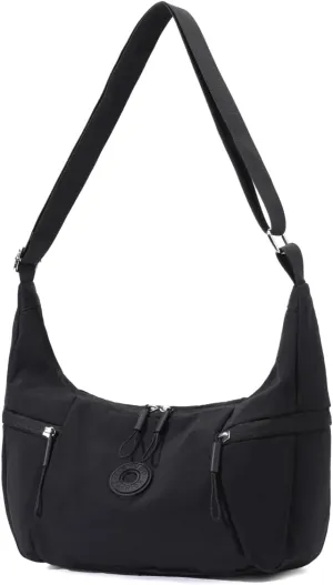 Women’s Lightweight Crossbody Bag Waterproof Sling Bag, Nylon Crescent Purse Casual Cross Body Handbag with Adjustable Strap