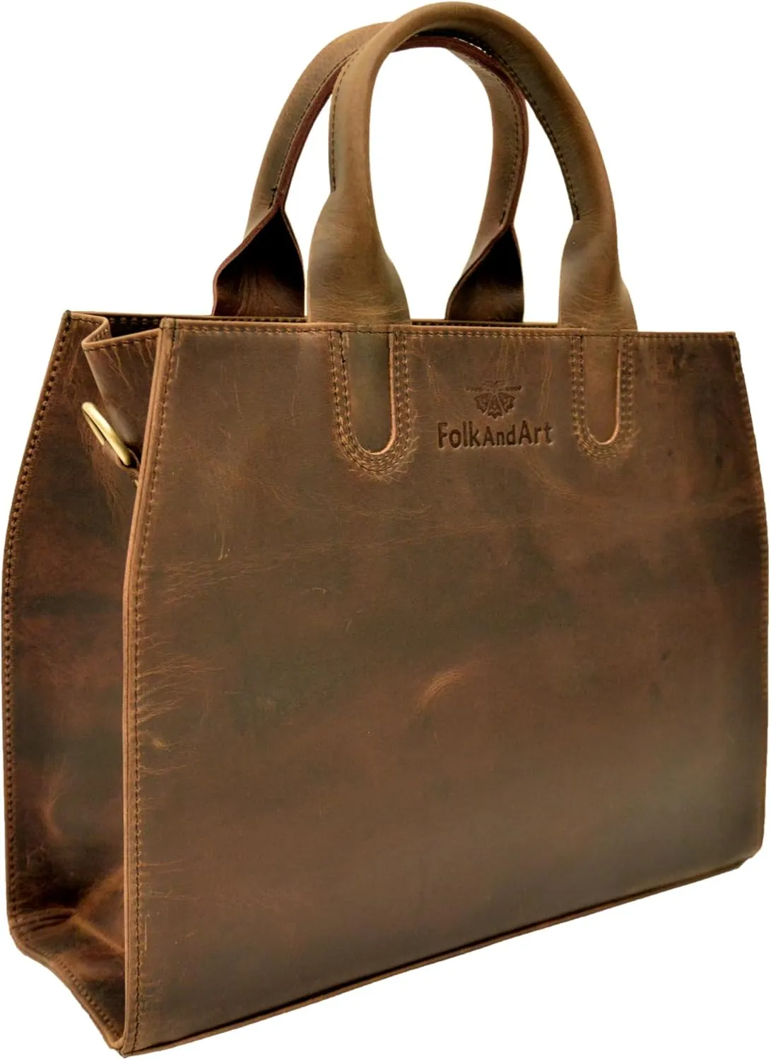 Women's Lightweight Vintage Leather Tote Bag - Handmade Shoulder Bag, Purse, Satchel, Hobo Handbag for Office and Casual Use