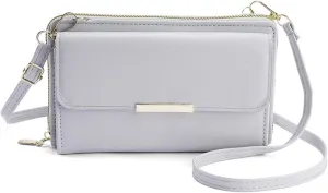 Women's long wallet, large capacity mobile phone, crossbody bag, solid color coin purse