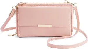 Women's long wallet, large capacity mobile phone, crossbody bag, solid color coin purse