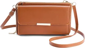 Women's long wallet, large capacity mobile phone, crossbody bag, solid color coin purse