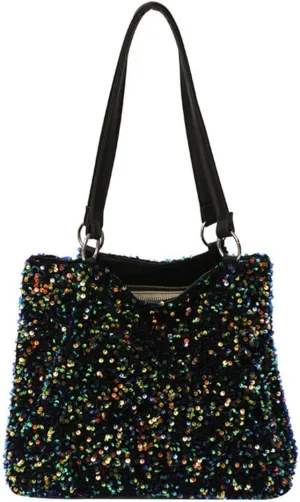 Womens Mermaid Sequins Shoulder Bag Reversible Sequin Handbag Purse Sparkling Tote Shiny Hobo Bag