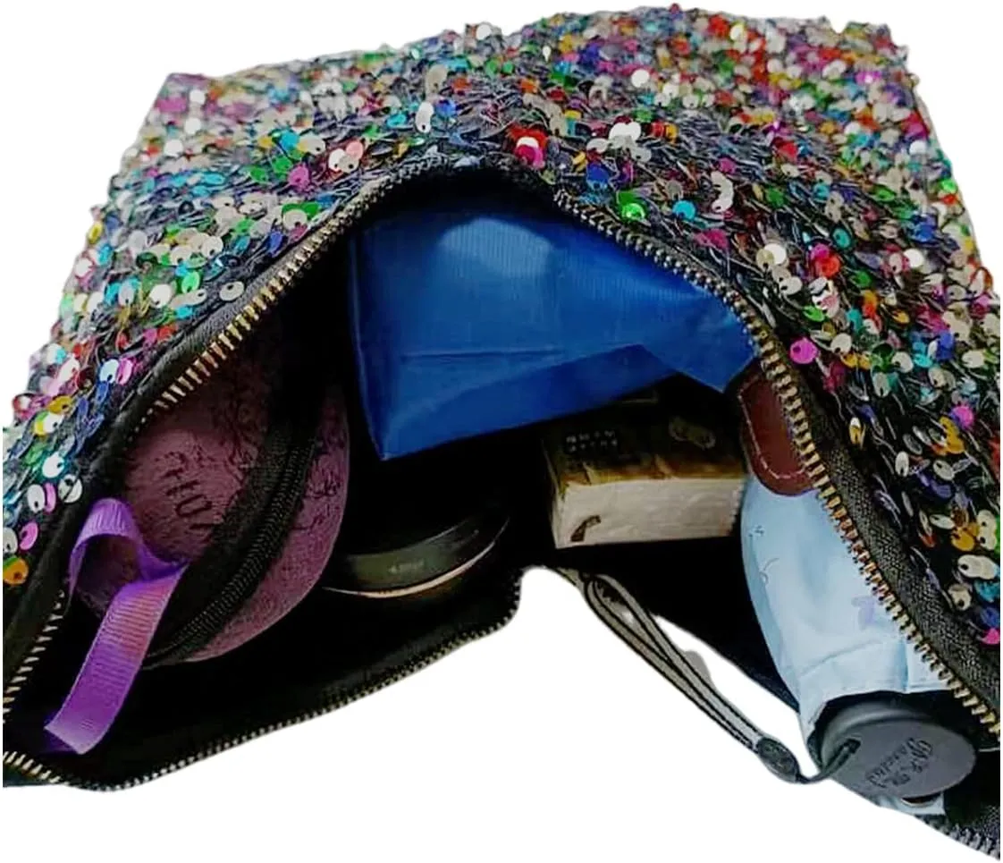 Womens Mermaid Sequins Shoulder Bag Reversible Sequin Handbag Purse Sparkling Tote Shiny Hobo Bag