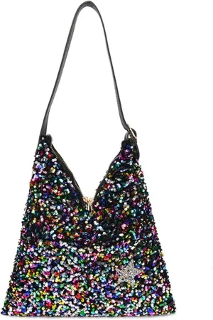 Womens Mermaid Sequins Shoulder Bag Reversible Sequin Handbag Purse Sparkling Tote Shiny Hobo Bag