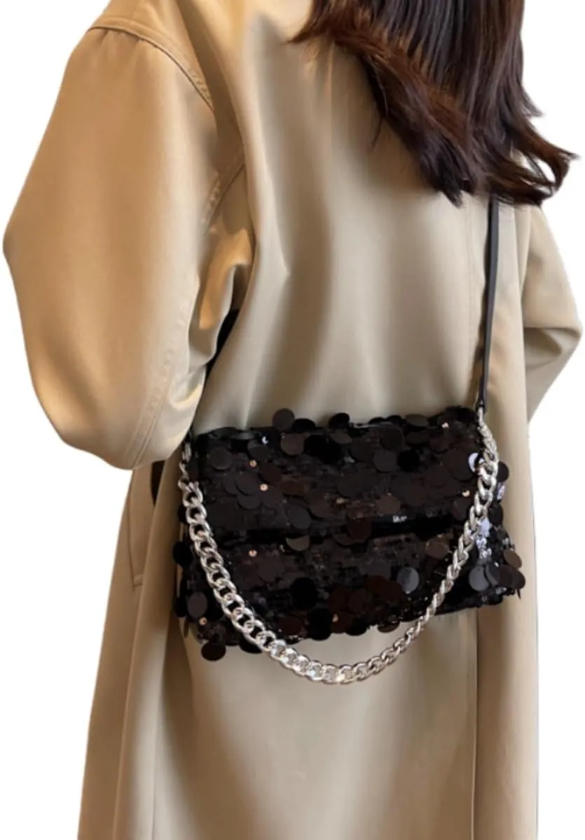 Womens Mermaid Sequins Shoulder Bag Reversible Sequin Handbag Purse Sparkling Tote Shiny Hobo Bag