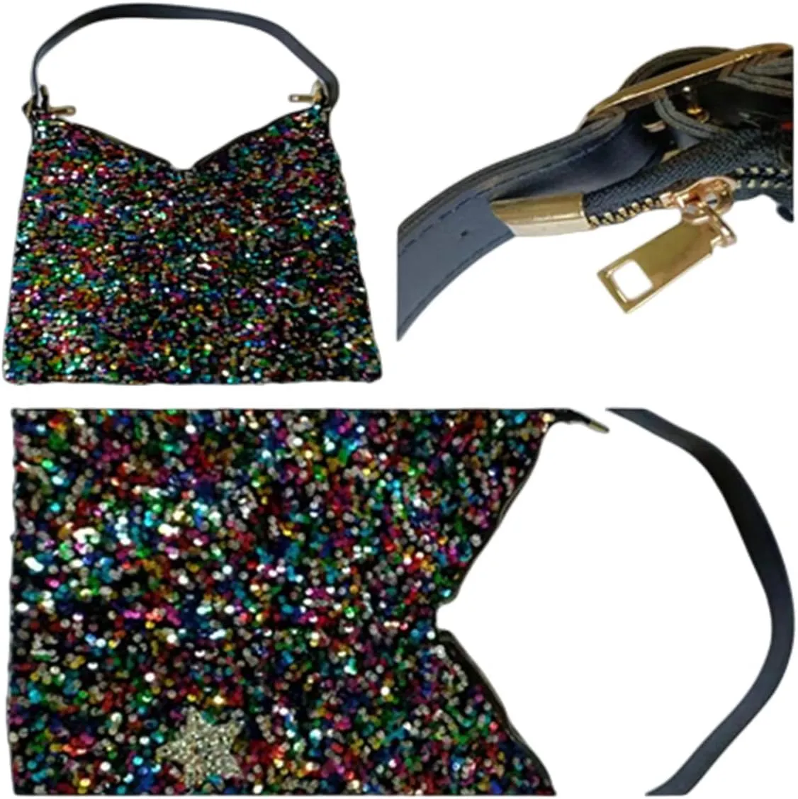 Womens Mermaid Sequins Shoulder Bag Reversible Sequin Handbag Purse Sparkling Tote Shiny Hobo Bag